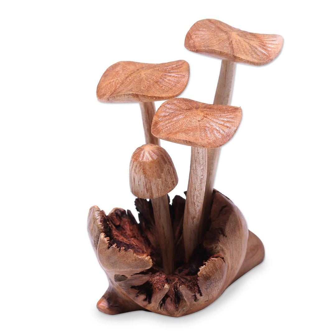 Jempinis and Benalu Wood Mushroom Figurine (4.5 in.) - Majestic Mushroom