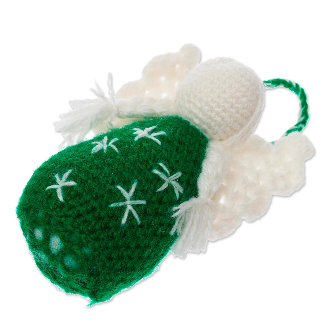 Crocheted Angel Ornaments in Red and Green (Set of 3) - Festive Angels