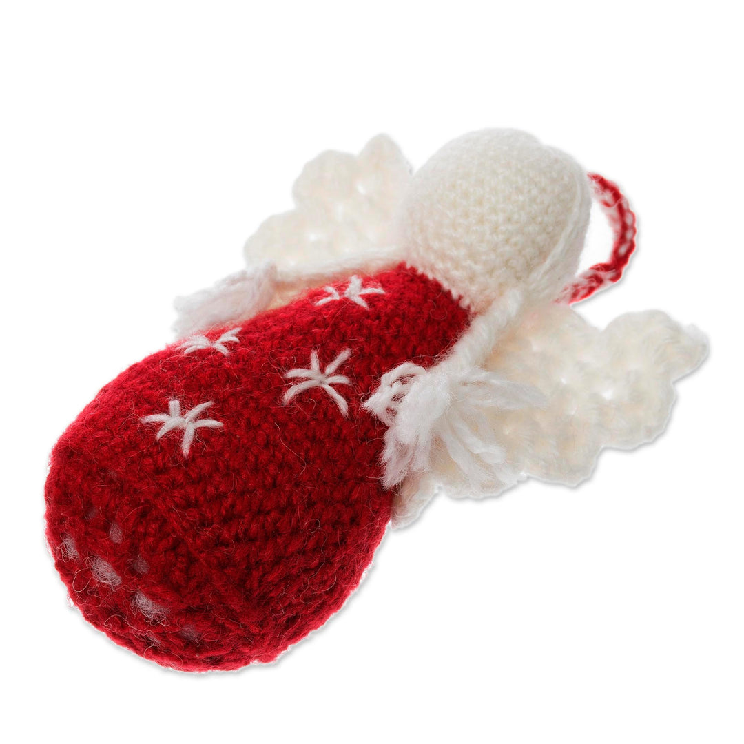 Crocheted Angel Ornaments in Red and Green (Set of 3) - Festive Angels