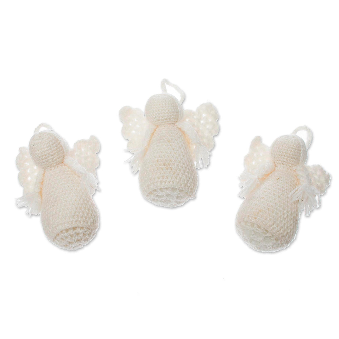 Crocheted Angel Ornaments in White from Peru (Set of 3) - Pure Angels