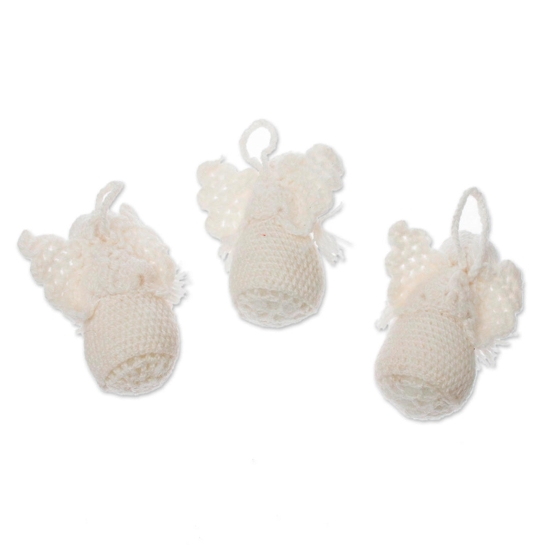 Crocheted Angel Ornaments in White from Peru (Set of 3) - Pure Angels