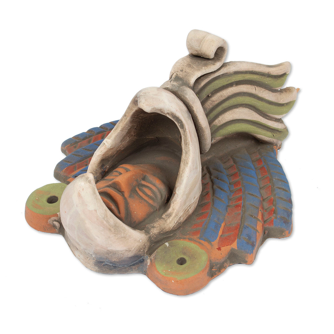 Earthtone Noble Eagle Warrior Handcrafted Ceramic Wall Mask - Noble Eagle