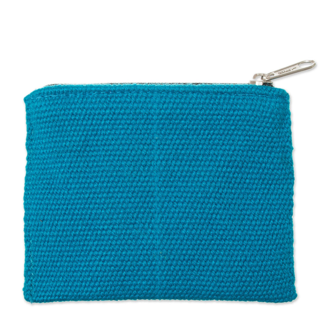 Embroidered Floral Turquoise Coin Purse - Floral Keeper in Turquoise
