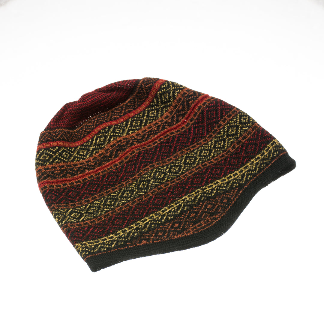 Multicolored Alpaca Blend Knit Hat from Peru - Striking Diamonds