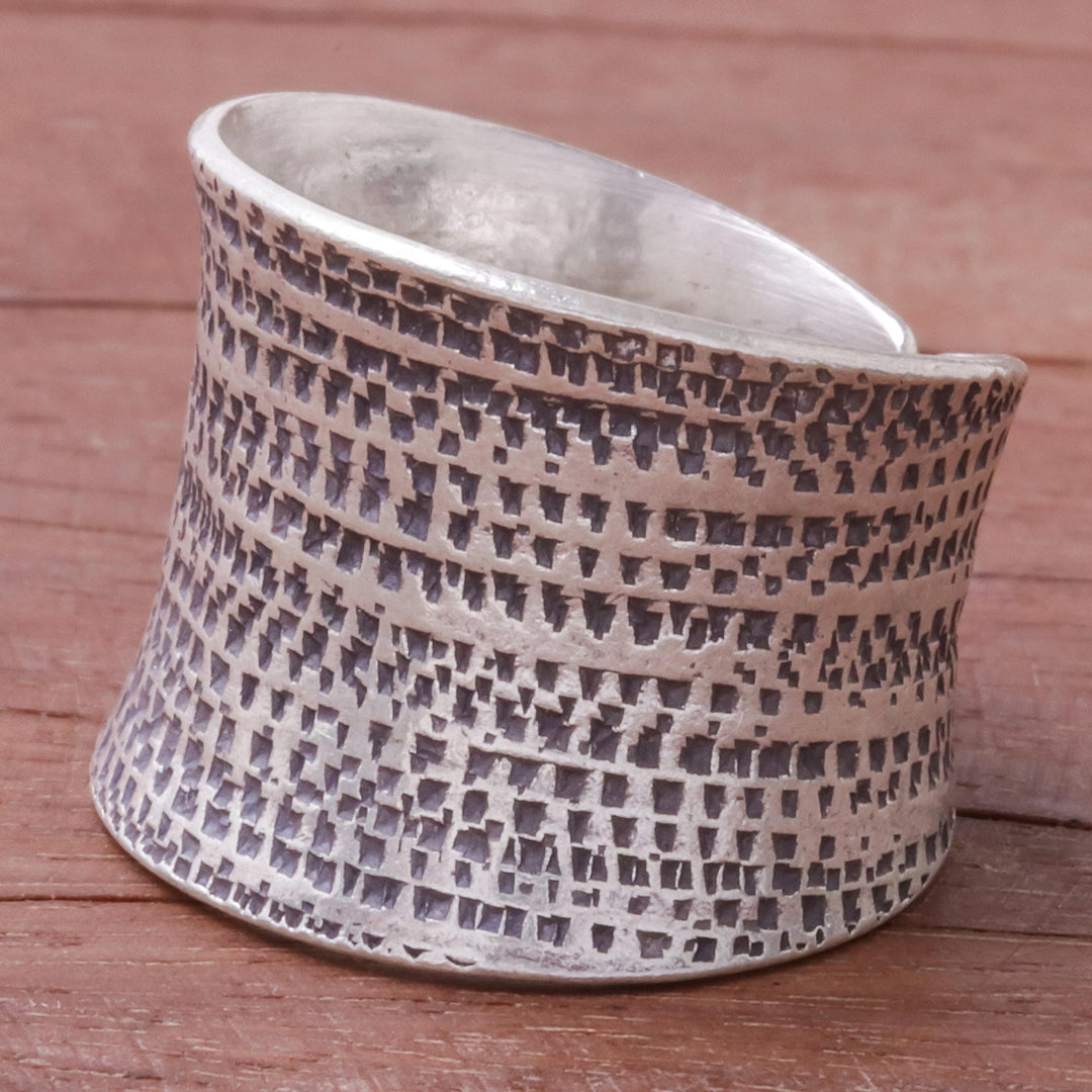 Patterned Sterling Silver Wrap Ring from Thailand - Breath of Autumn