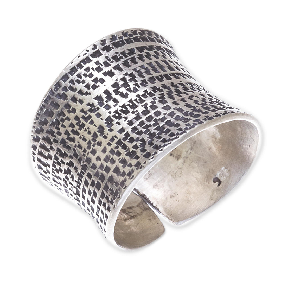 Patterned Sterling Silver Wrap Ring from Thailand - Breath of Autumn