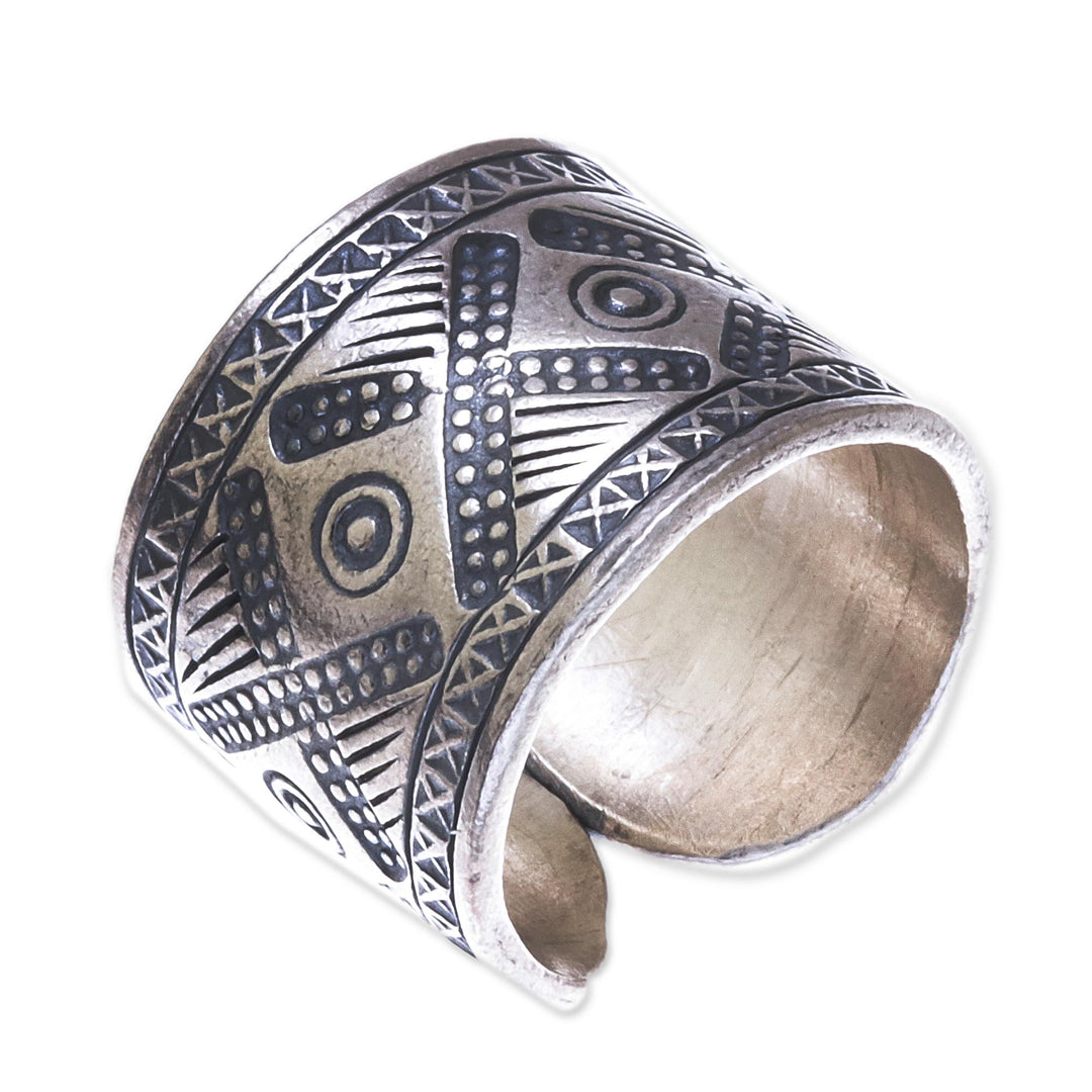 Cross Pattern Sterling Silver Wrap Ring from Thailand - Lanna Promise