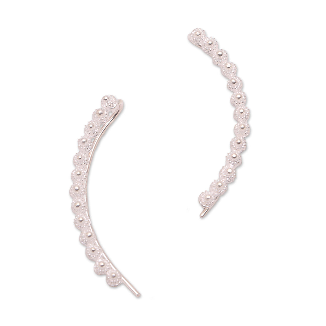 Hand Made Sterling Silver Ear Climber Earrings from Java - Shining Stupas