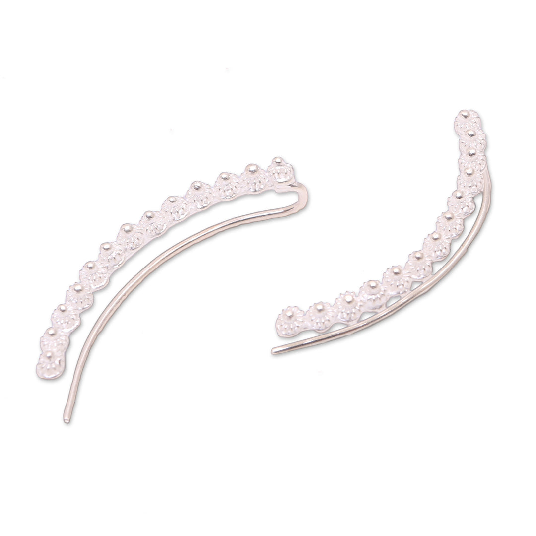 Hand Made Sterling Silver Ear Climber Earrings from Java - Shining Stupas