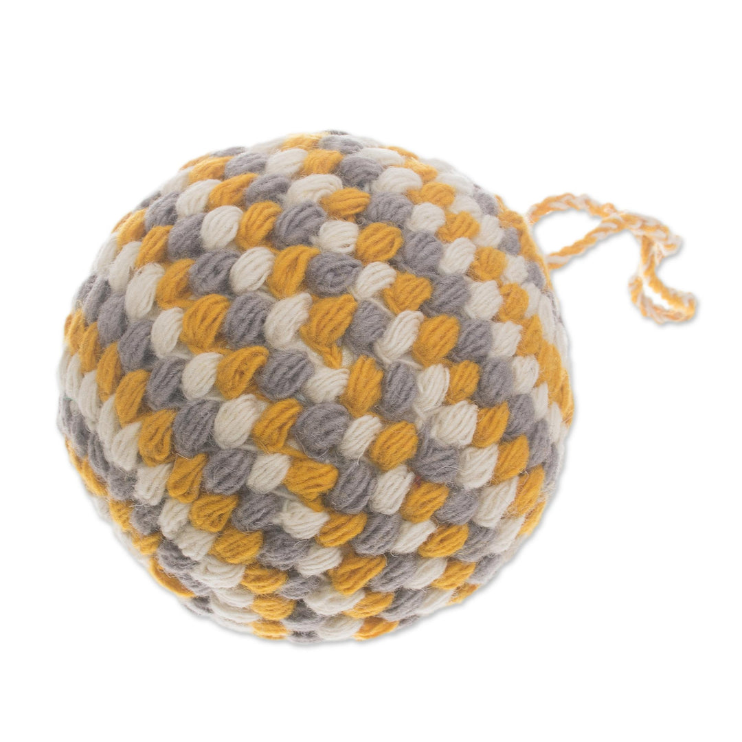 Handmade Wool Ornaments in Honey from Peru (Pair) - Honey Holiday