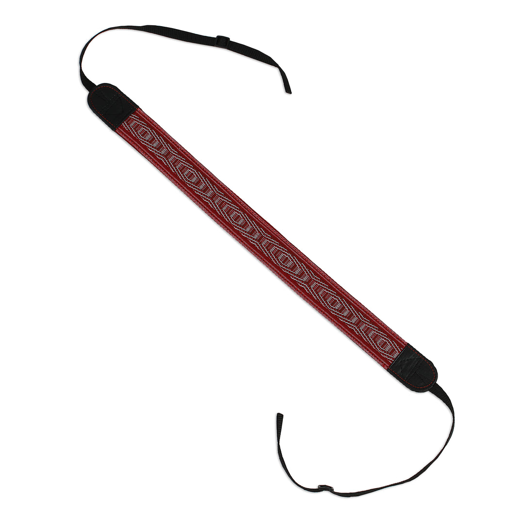 Leather Reinforced Handwoven Brick Red Cotton Camera Strap - Chic Catch