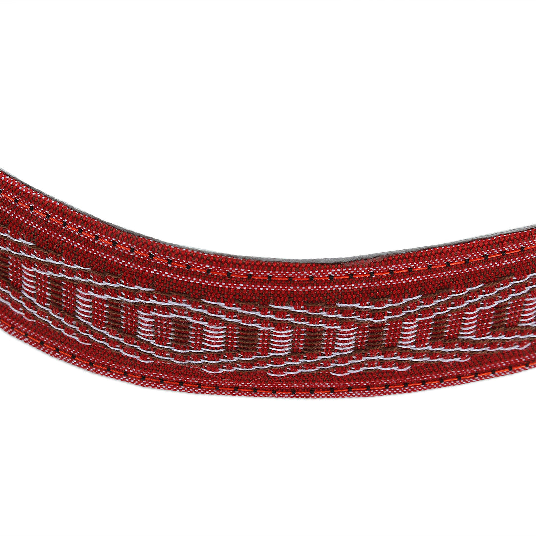Leather Reinforced Handwoven Brick Red Cotton Camera Strap - Chic Catch