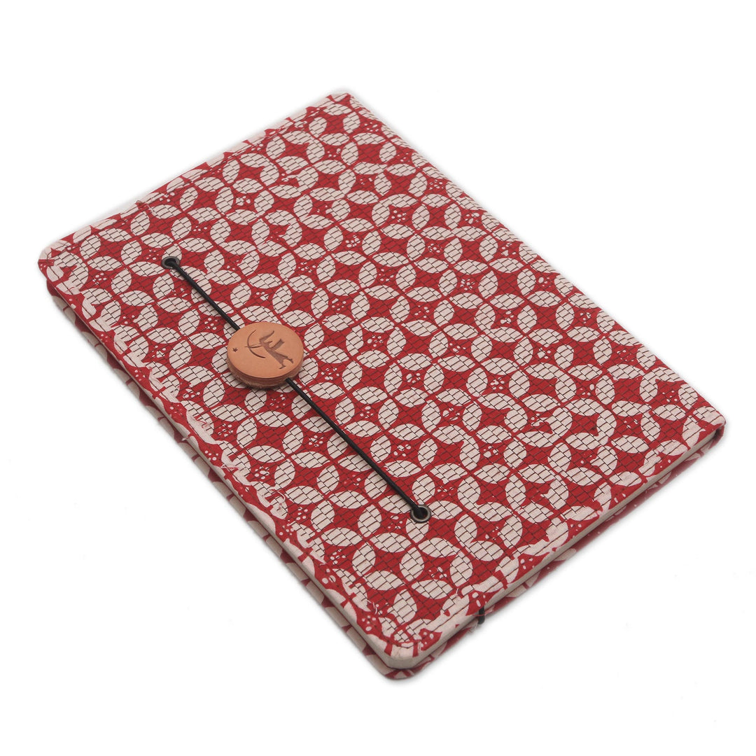 Red and White Cotton Cover Journal with Recycled Paper Pages - Thoughtful Archer