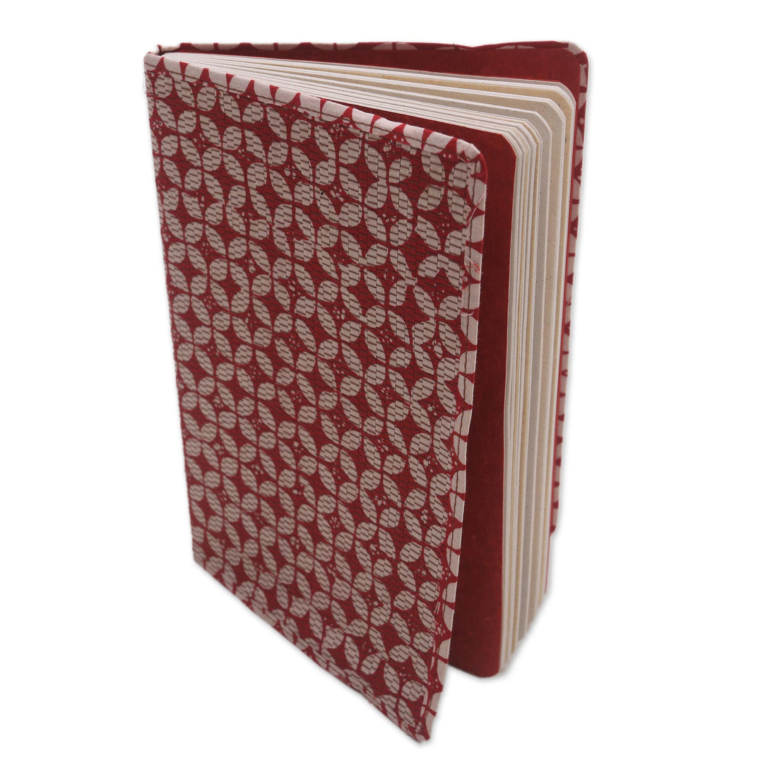 Red and White Cotton Cover Journal with Recycled Paper Pages - Thoughtful Archer