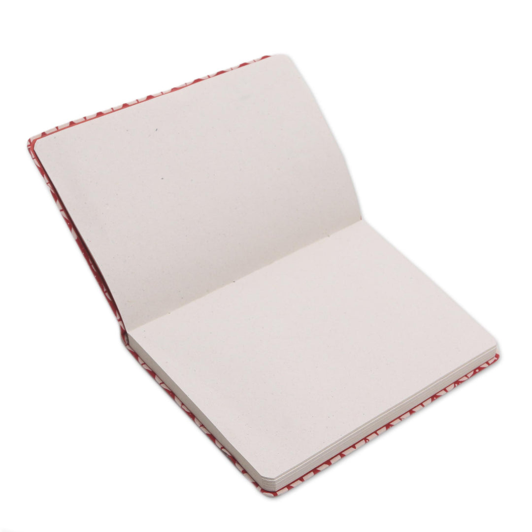 Red and White Cotton Cover Journal with Recycled Paper Pages - Thoughtful Archer
