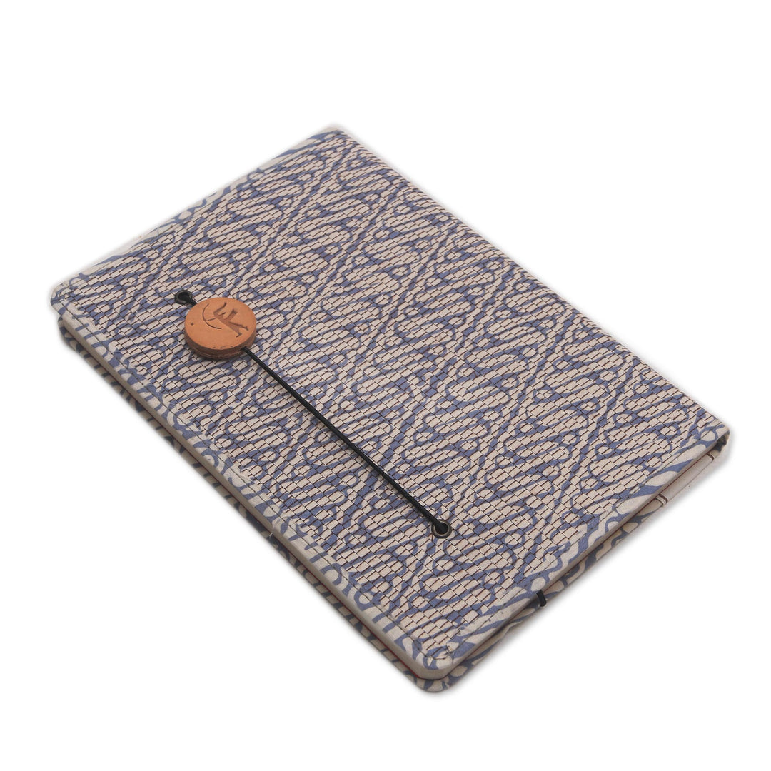 Blue-Grey and White Cotton Cover Journal with Recycled Paper - Archer Scribe