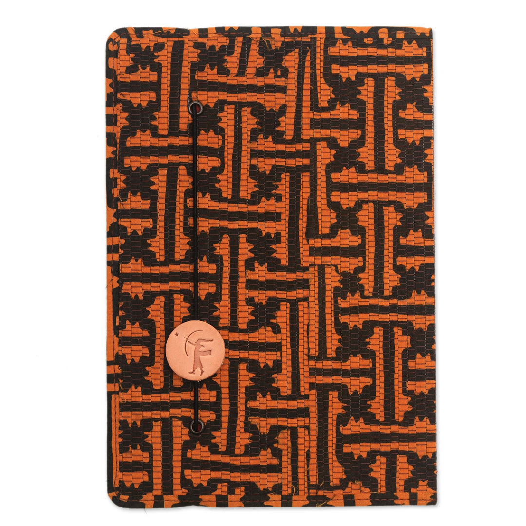 Orange and Black Cotton Cover Journal Recycled Paper Pages - Contemplative Archer