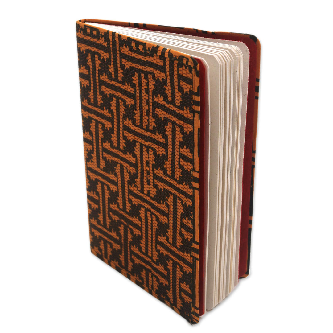 Orange and Black Cotton Cover Journal Recycled Paper Pages - Contemplative Archer
