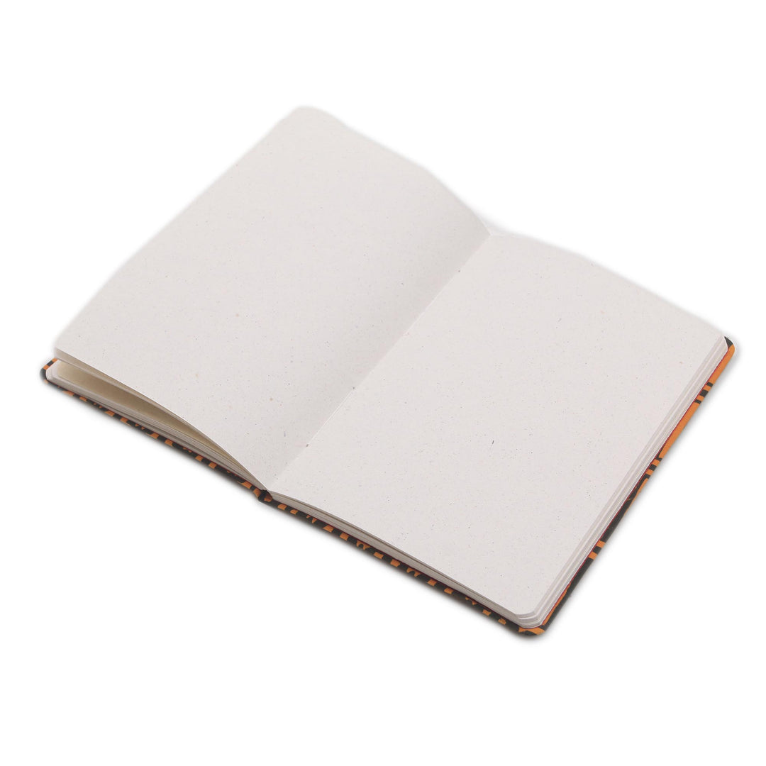 Orange and Black Cotton Cover Journal Recycled Paper Pages - Contemplative Archer