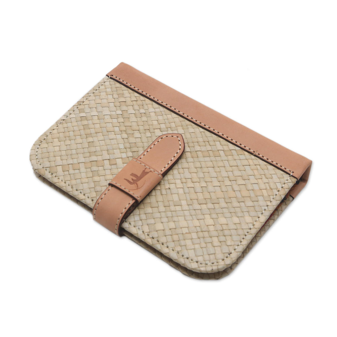 Beige Woven Pandanus Leaf Six-Ring Binder for Journal - Archer's Mark