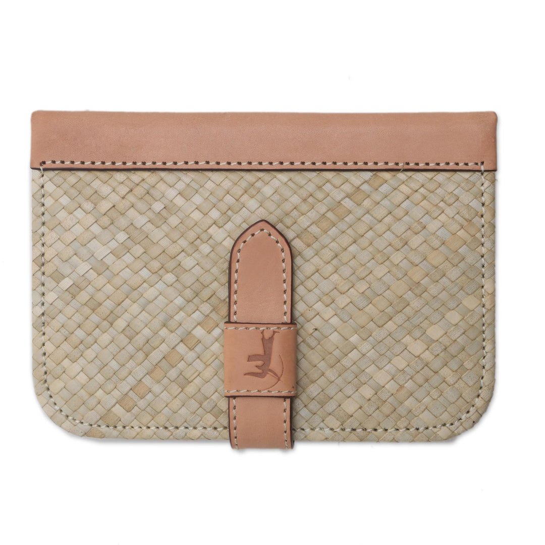 Beige Woven Pandanus Leaf Six-Ring Binder for Journal - Archer's Mark