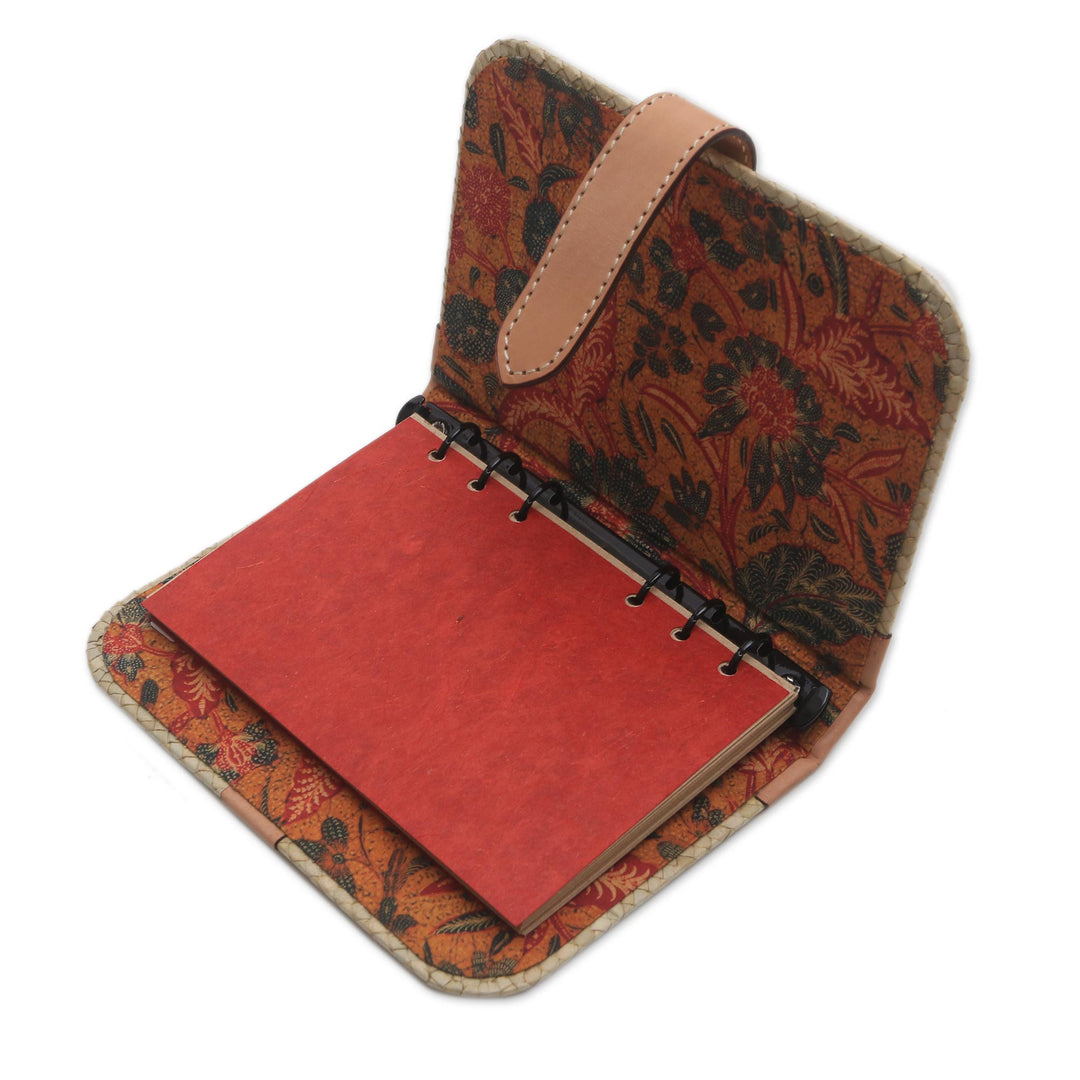 Beige Woven Pandanus Leaf Six-Ring Binder for Journal - Archer's Mark