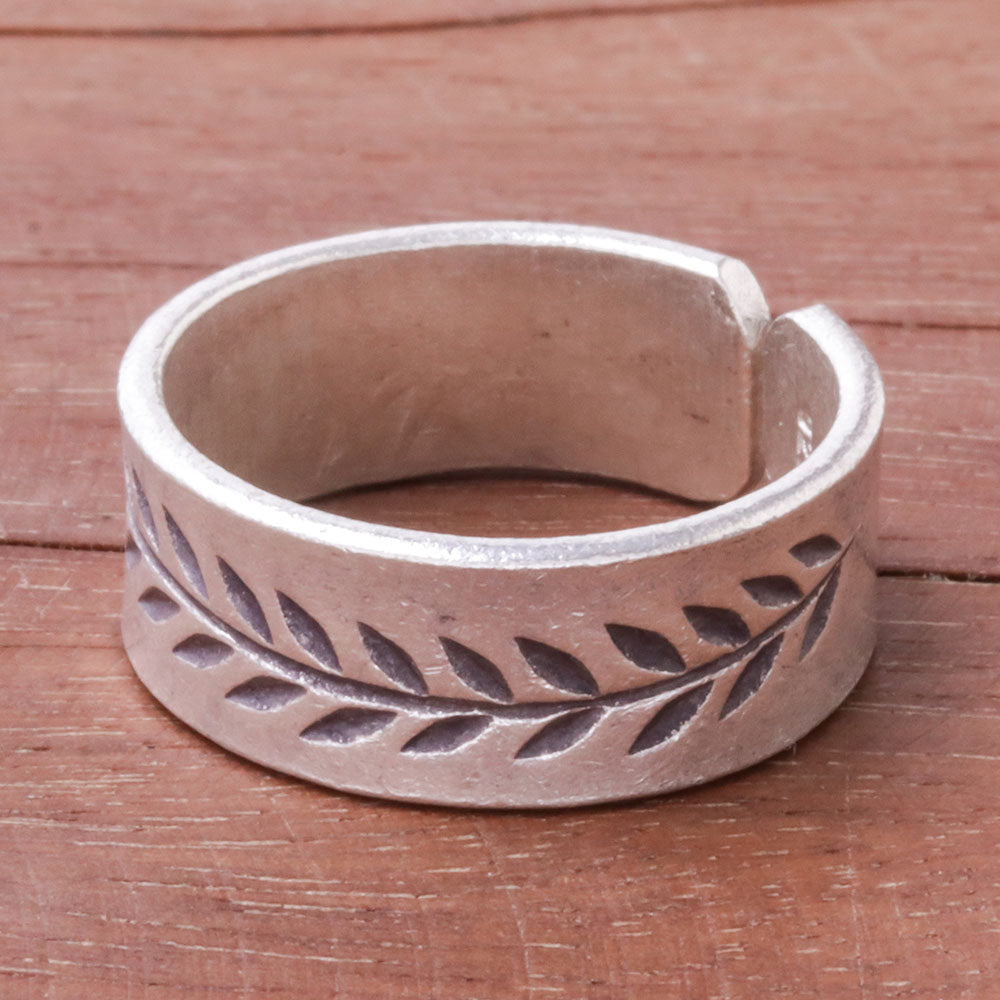 Leaf Pattern Sterling Silver Wrap Ring from Thailand - Natural Branch