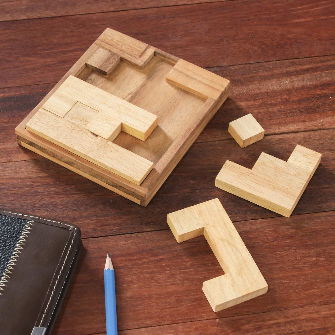 Handmade Raintree Wood Puzzle from Thailand - Find a Way