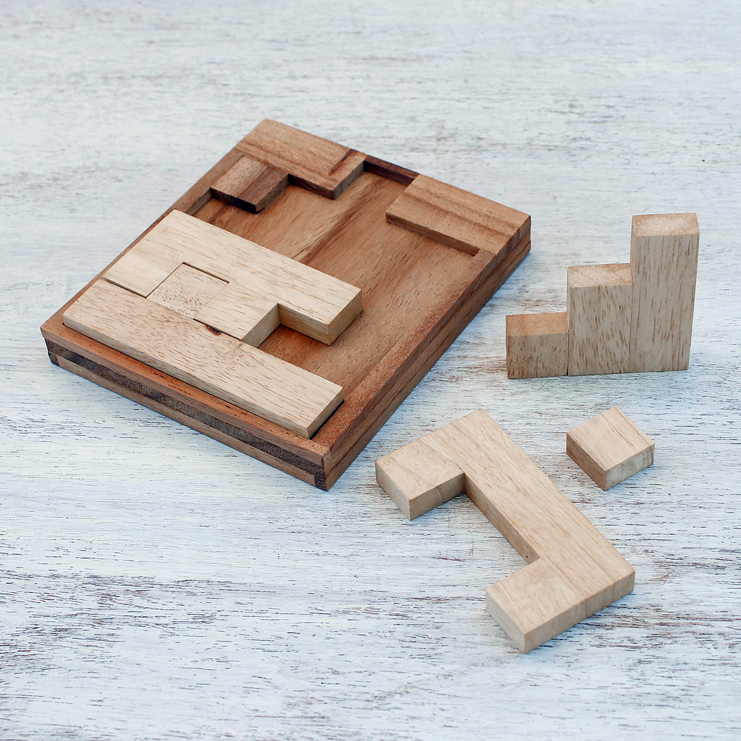 Handmade Raintree Wood Puzzle from Thailand - Find a Way