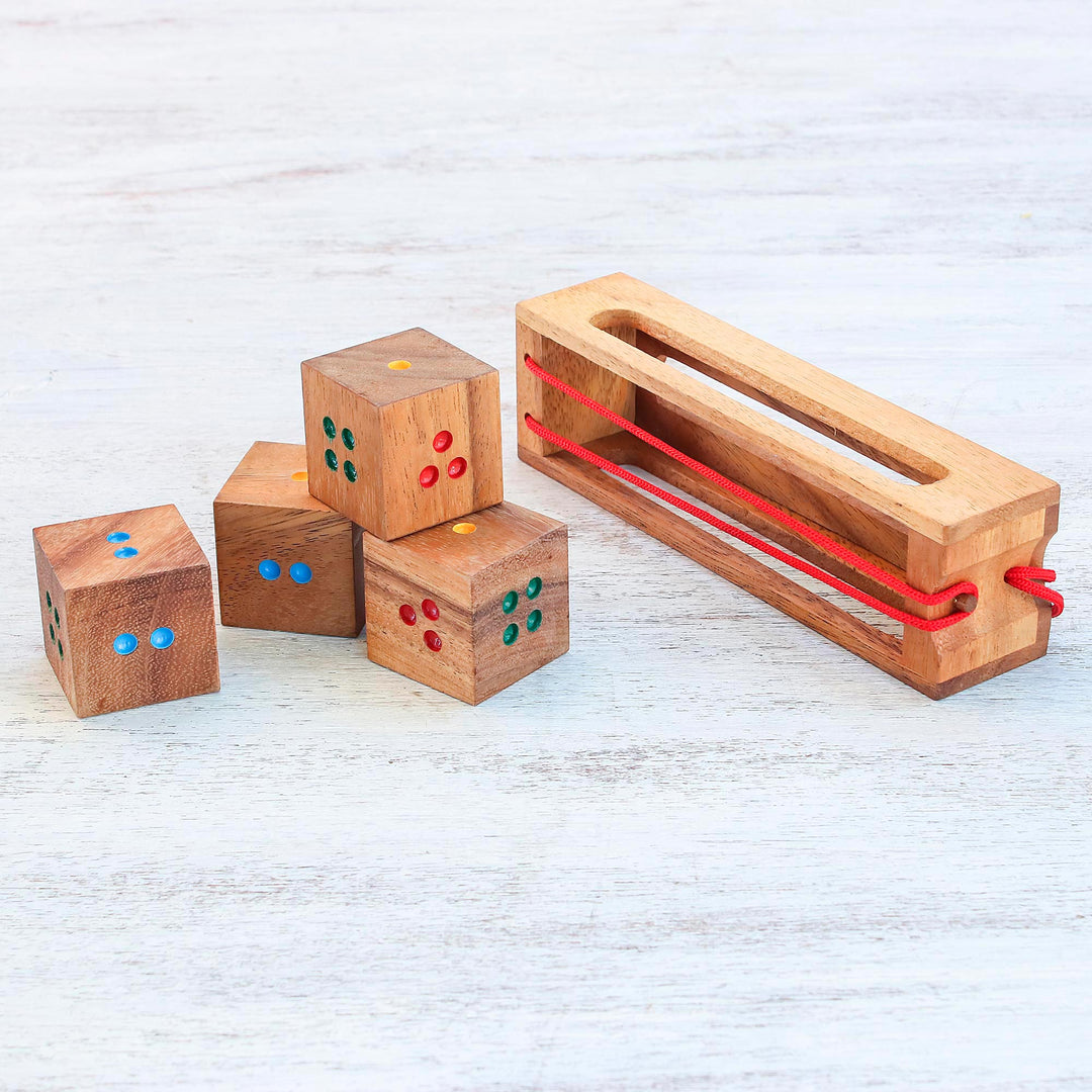 Raintree Wood Dice Brain Teaser Puzzle from Thailand - Domino Cubes