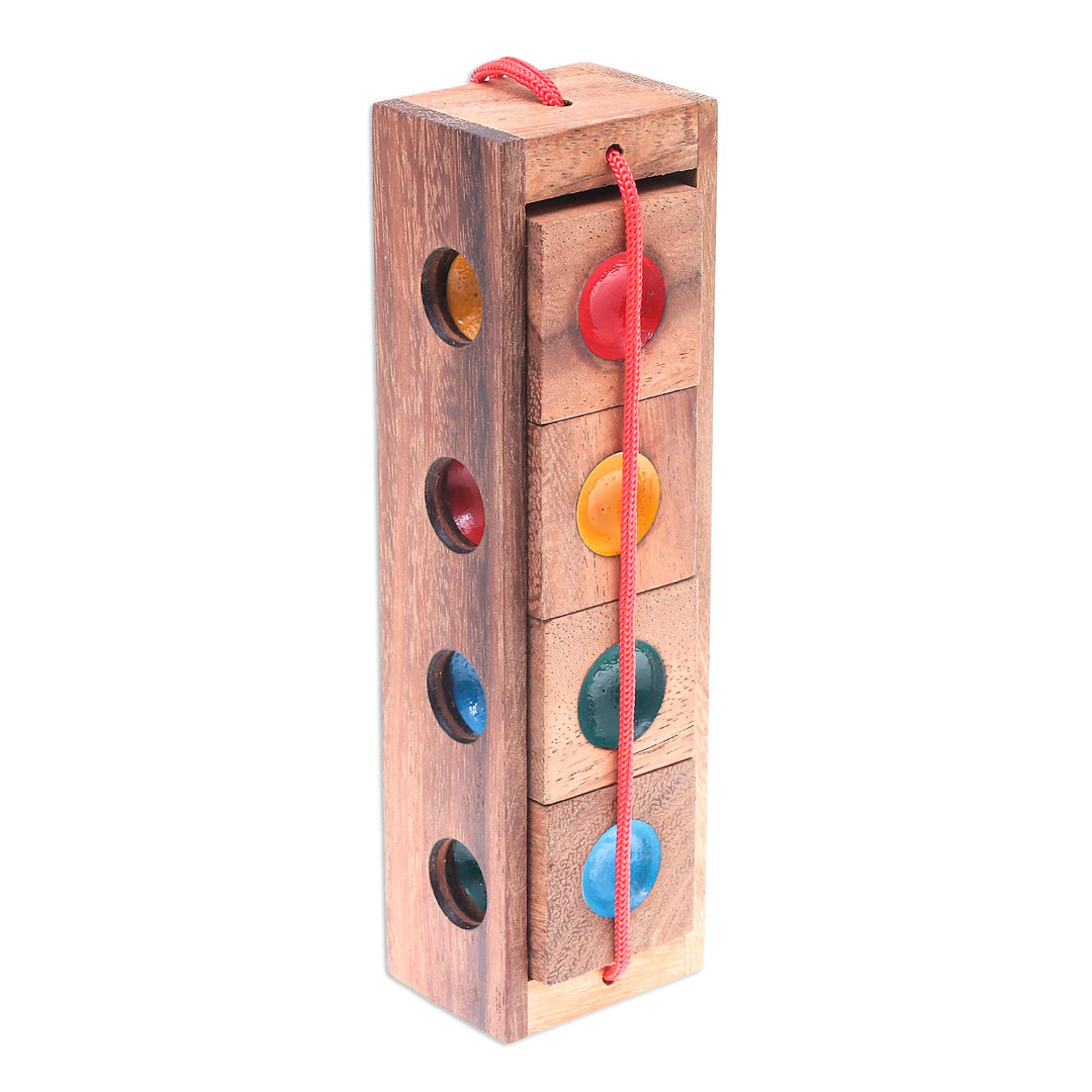 Colorful Wood Brain Teaser Puzzle from Thailand - Traffic Light