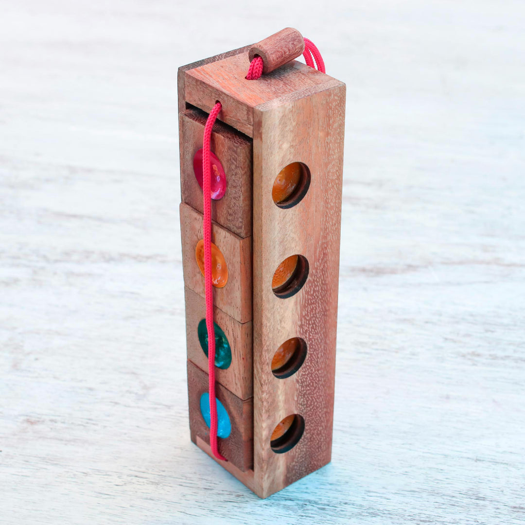 Colorful Wood Brain Teaser Puzzle from Thailand - Traffic Light