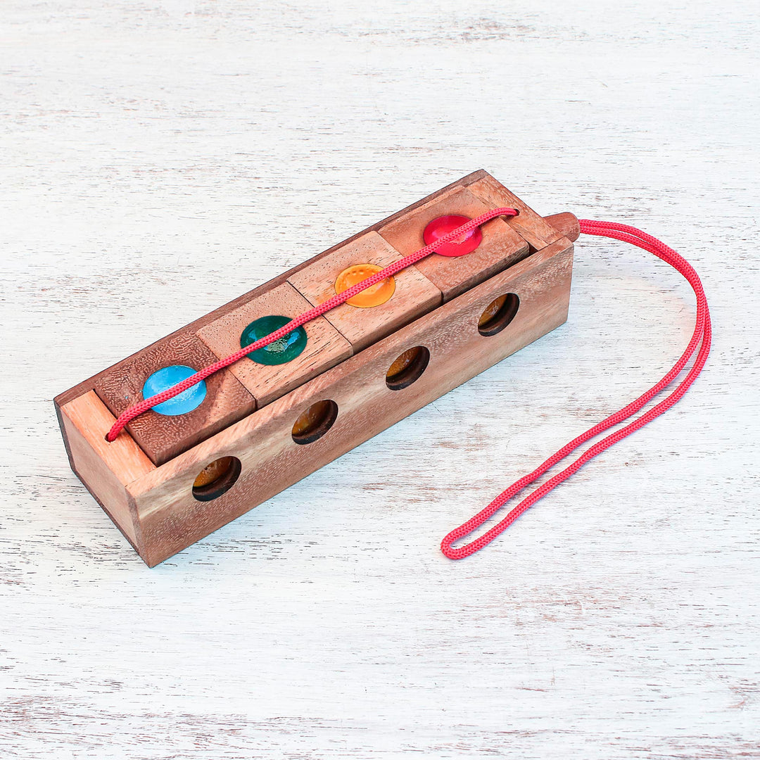 Colorful Wood Brain Teaser Puzzle from Thailand - Traffic Light