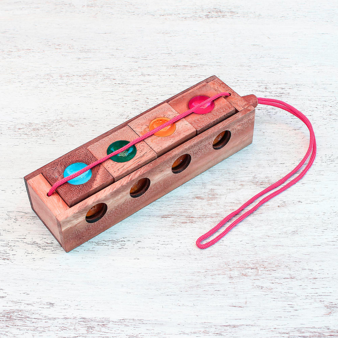 Colorful Wood Brain Teaser Puzzle from Thailand - Traffic Light