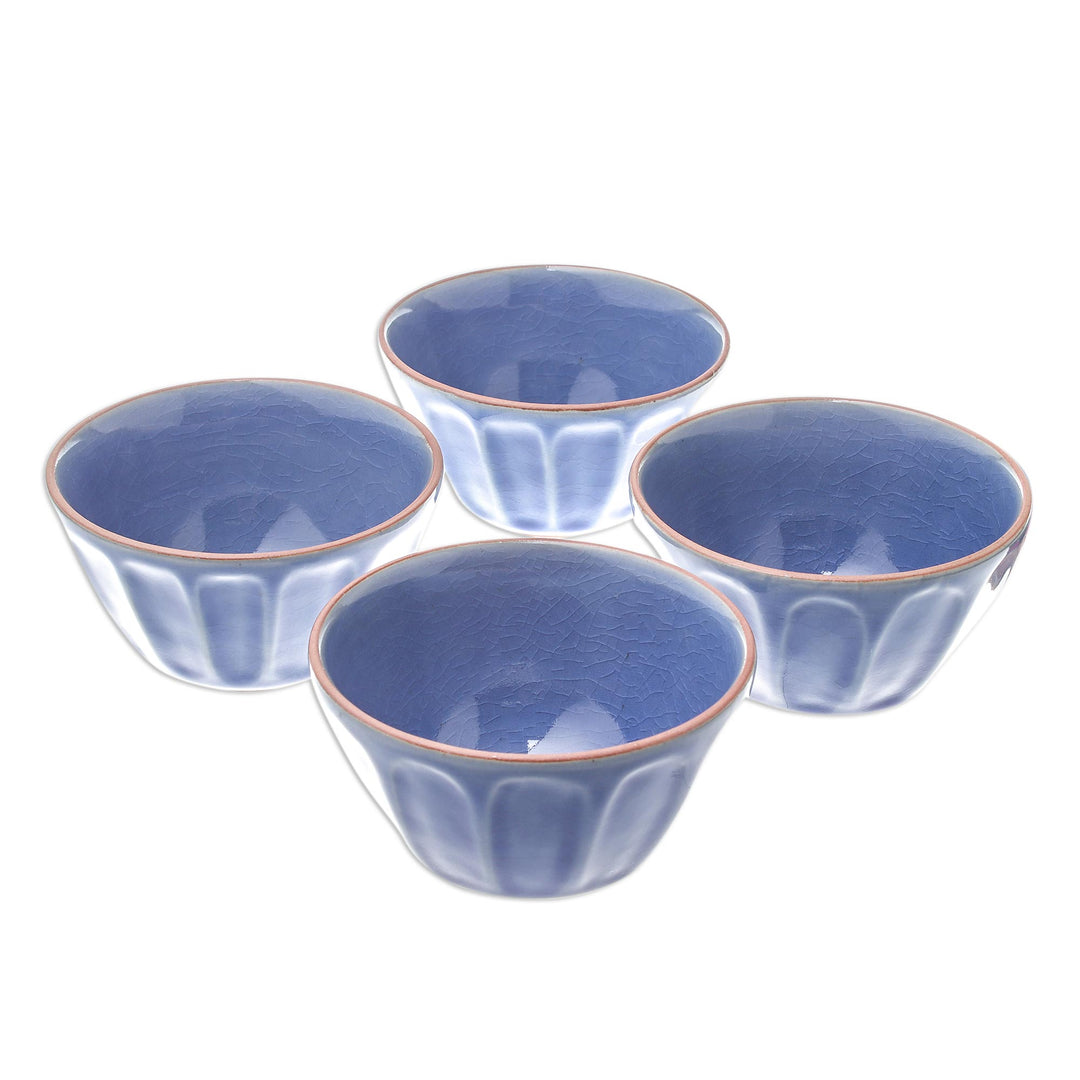Blue Ceramic Bowls from Thailand (Set of 4) - Simple Thai