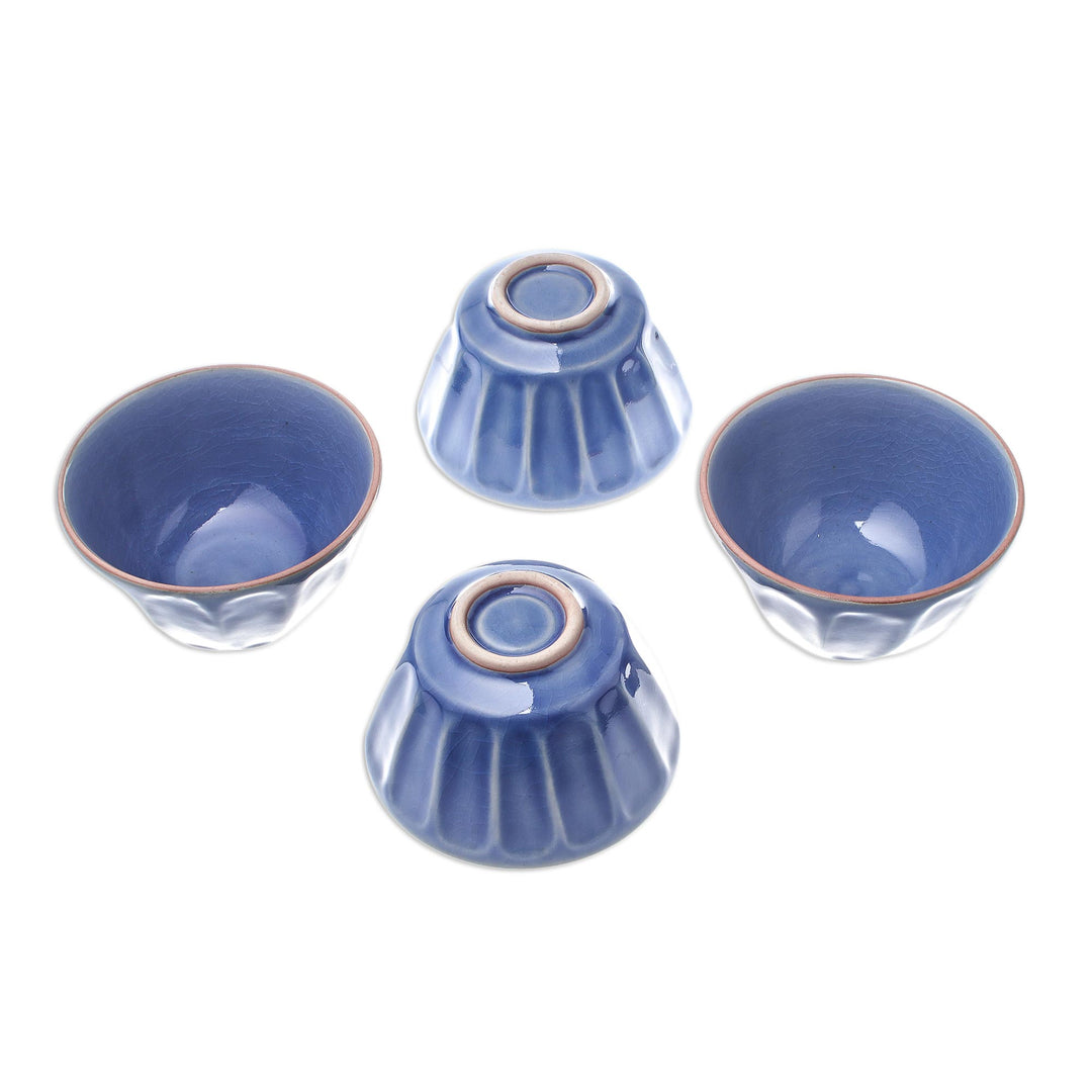 Blue Ceramic Bowls from Thailand (Set of 4) - Simple Thai