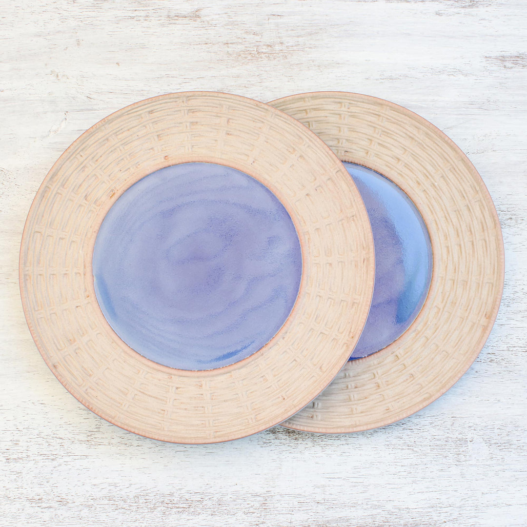 Ceramic Plates in Blue from Thailand (Pair) - Country Meal