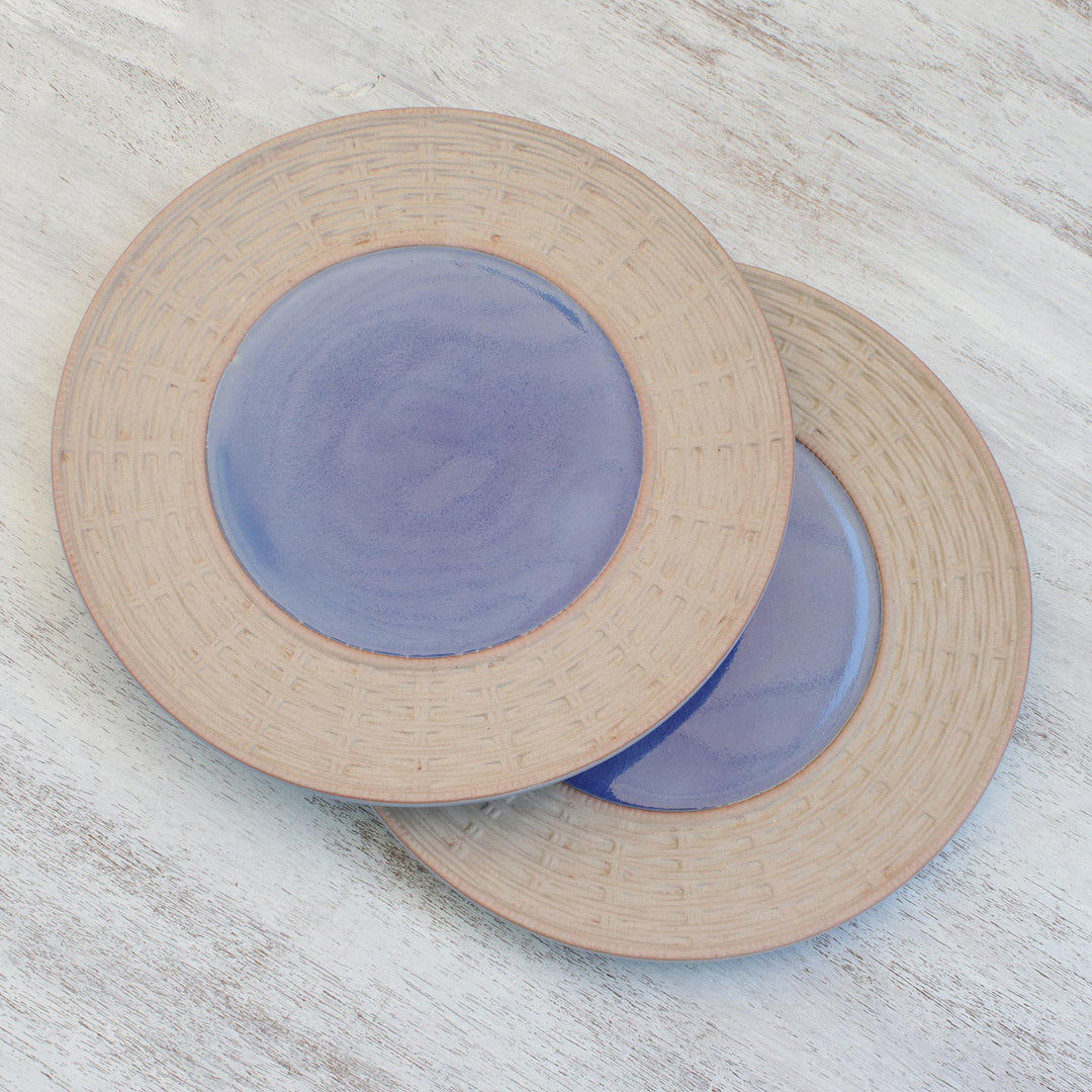Ceramic Plates in Blue from Thailand (Pair) - Country Meal