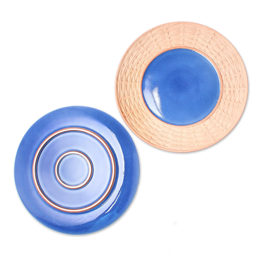 Ceramic Plates in Blue from Thailand (Pair) - Country Meal