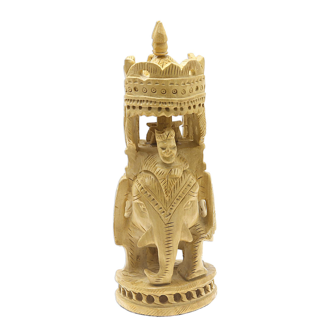 Hand-Carved Kadam Wood Elephant Figurine from India - Royal Expedition