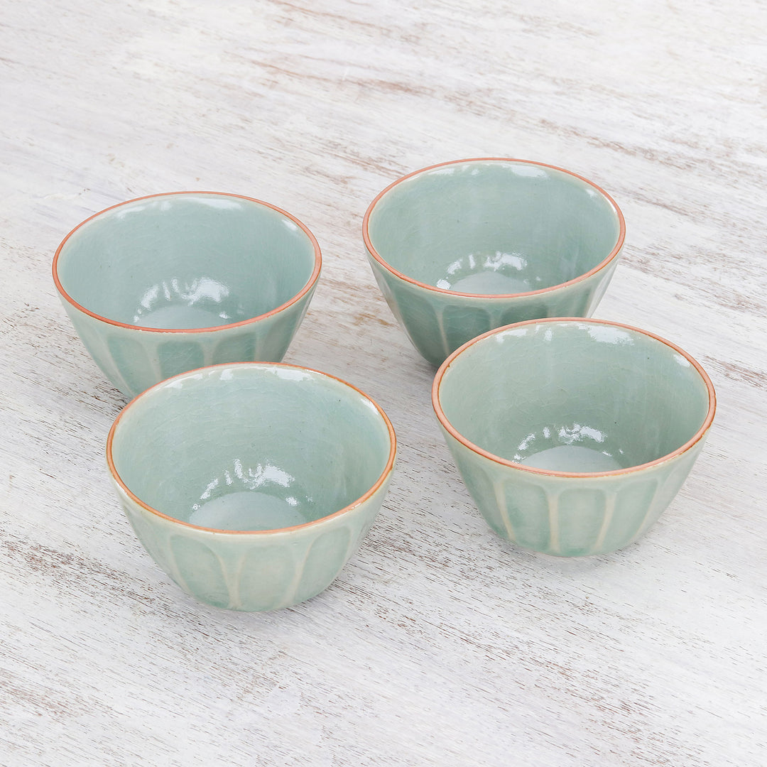 Celadon Ceramic Bowls from Thailand (Set of 4) - Simple Thai