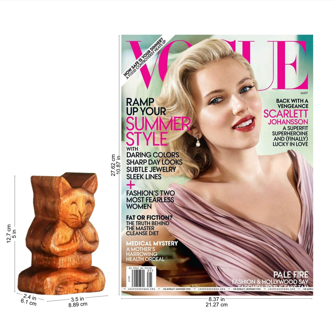 Handmade Suar Wood Cat Puzzle Box from Bali - Meditating Cat