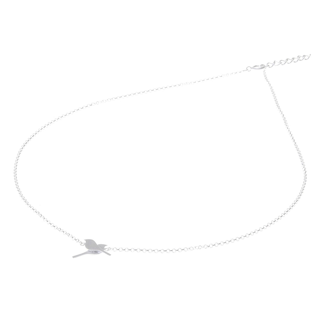 Lovebird Sterling Silver Pendant Necklace from Thailand - Bird Couple