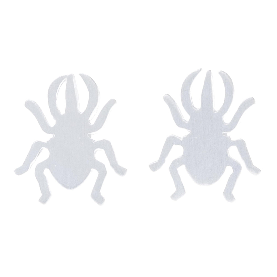 Sterling Silver Beetle Stud Earrings from Thailand - Hercules Beetle