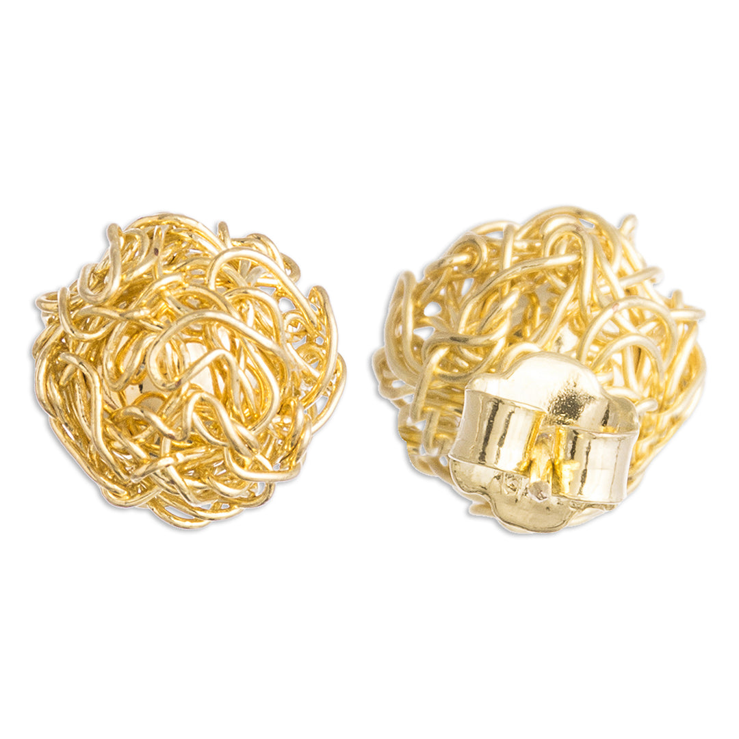18k Gold Plated Sterling Silver Stud Earrings from Peru - Golden Nests