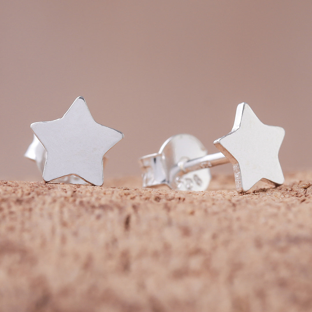 Star-Shaped Sterling Silver Stud Earrings from Thailand - Simple Stars