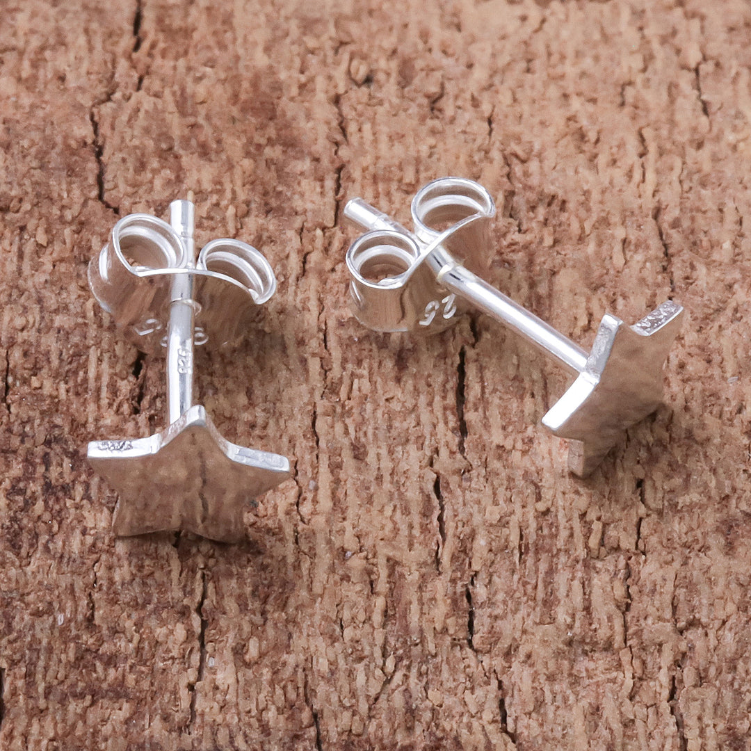 Star-Shaped Sterling Silver Stud Earrings from Thailand - Simple Stars