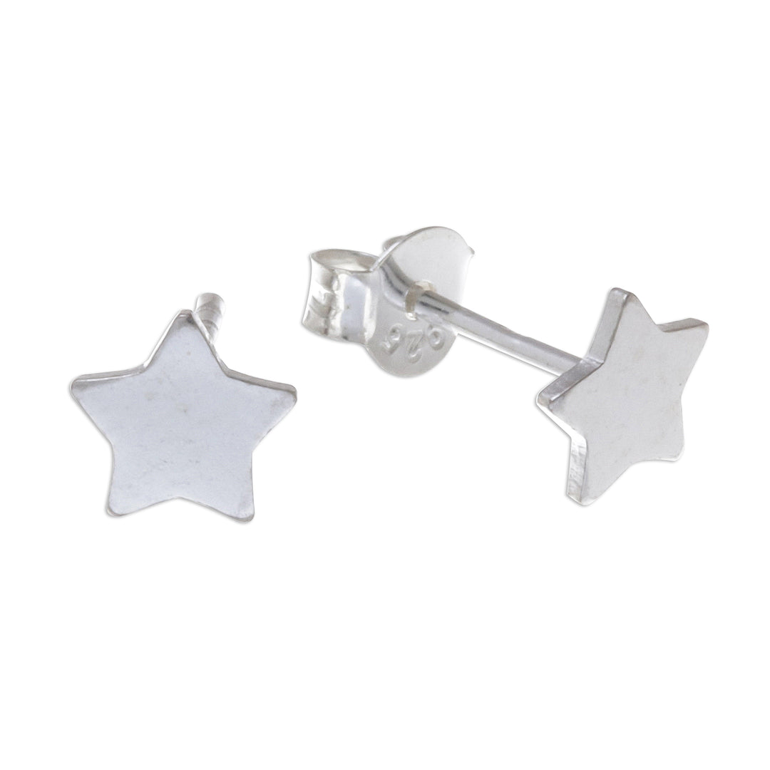 Star-Shaped Sterling Silver Stud Earrings from Thailand - Simple Stars