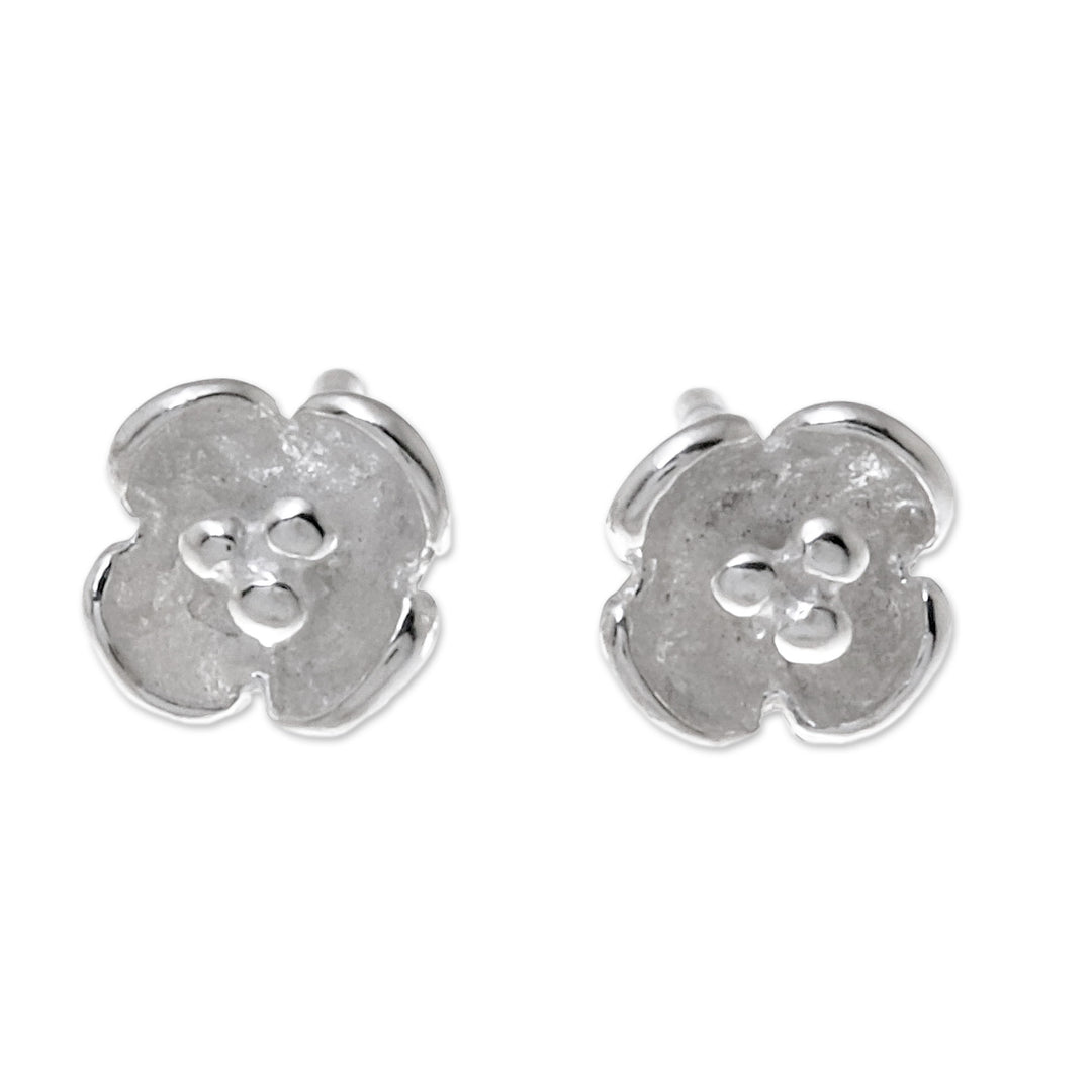 Floral Sterling Silver Stud Earrings Crafted in Thailand - Pollinators