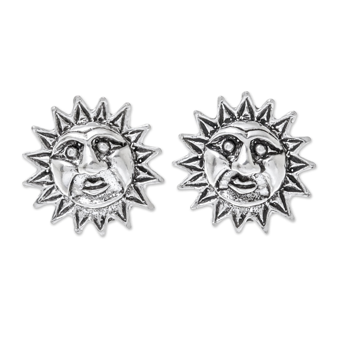 Sterling Silver Sun Stud Earrings from Thailand - Whimsical Suns